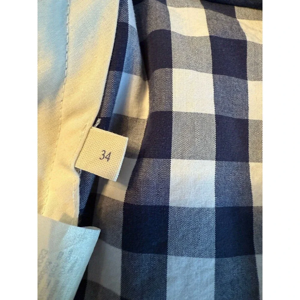 J Crew Men’s Shorts Plaid Size 34 Flat Front Navy Blue Gingham 10.5 in Inseam